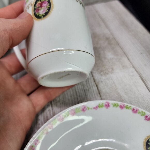 Vintage Bavaria Chocolate Tea Set Porcelain Victorian Gold Trim Pink Roses - Picture 7 of 10